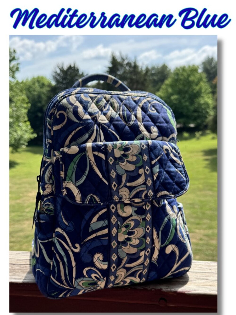 Vera Bradley Mediterranean Blue Backpack Retired 2008 Y2K Bookbag